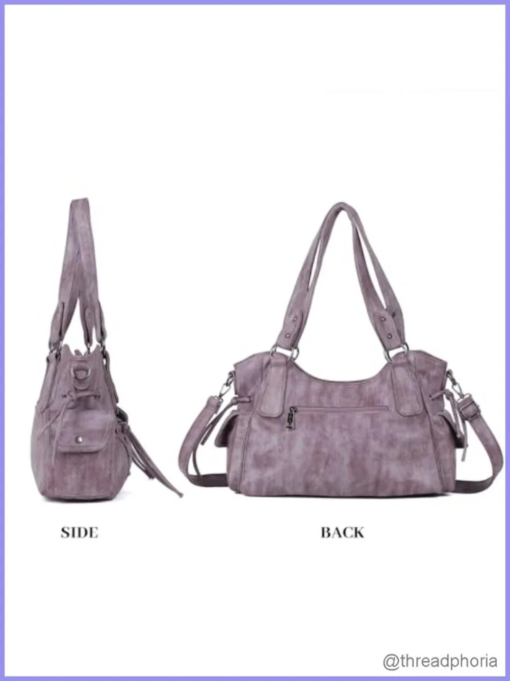 Retro Wash Vegan Leather Hobo Bag Women Shoulder Crossbody Purse